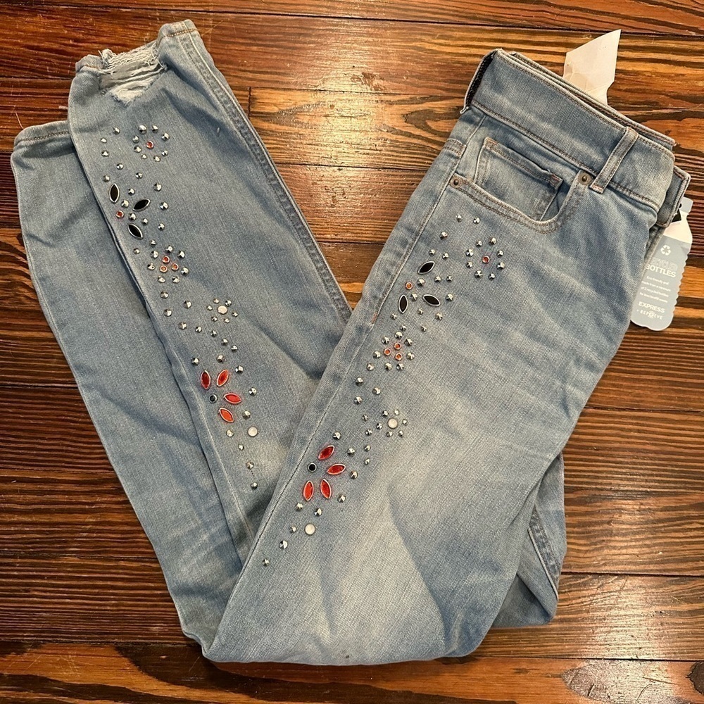 EXPRESS Ankle legging Jean super high rise studded